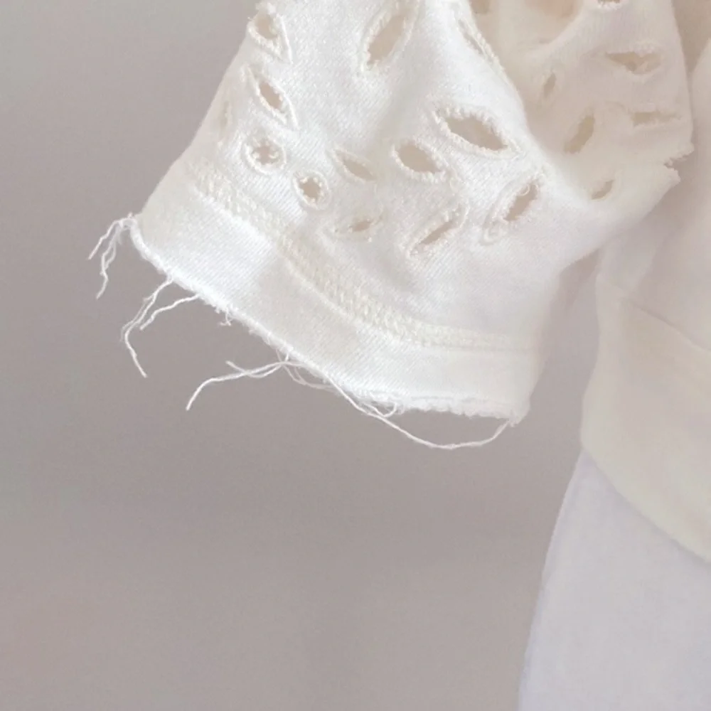 Free People crop laser cut outs 3/4 sleeve sweatshirt
